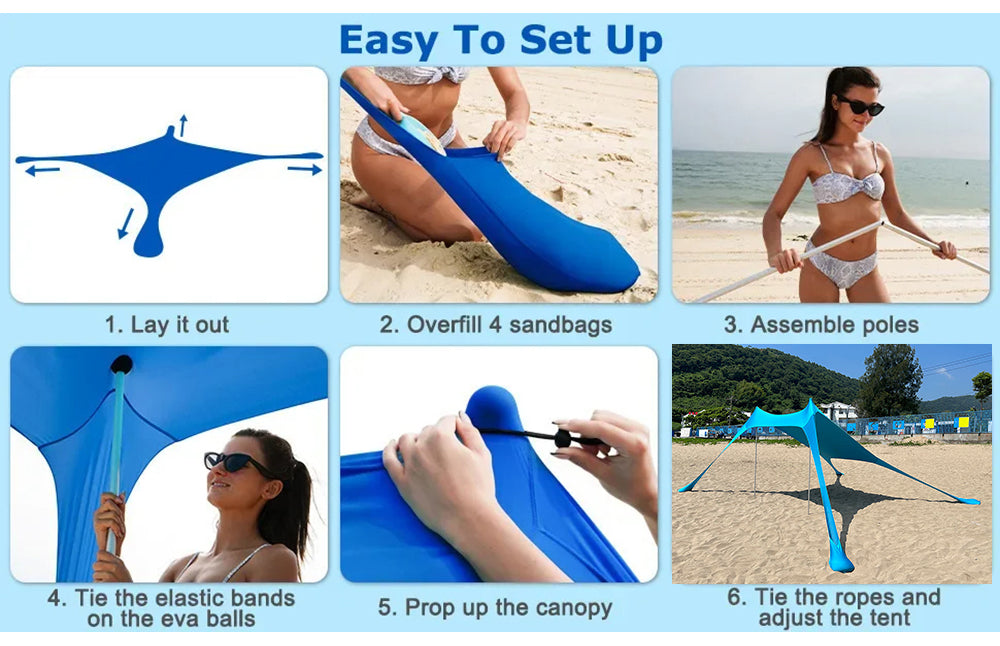 Portable UPF50+ Beach Tent – Windproof Sun Shelter for Camping & Family Use