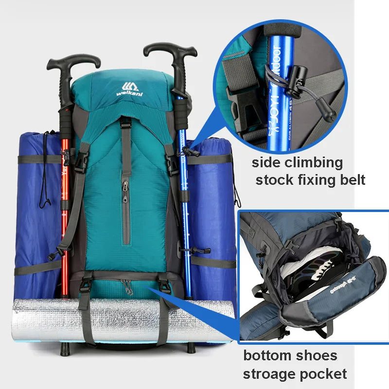 70L Hiking Camping Backpack with Rain Cover