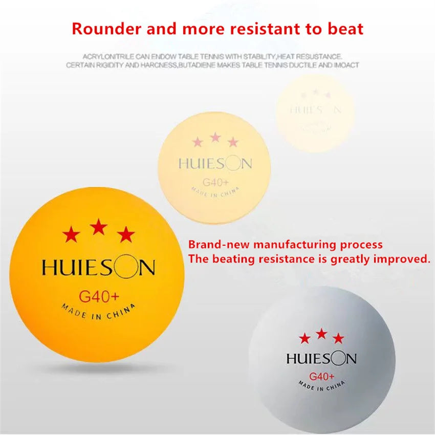 Huieson 3-Star ABS 40+ Ping Pong Balls (20–100pcs)