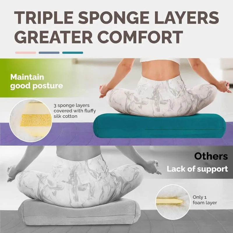 Triple-Layer Yoga Bolster Pillow for Support & Meditation