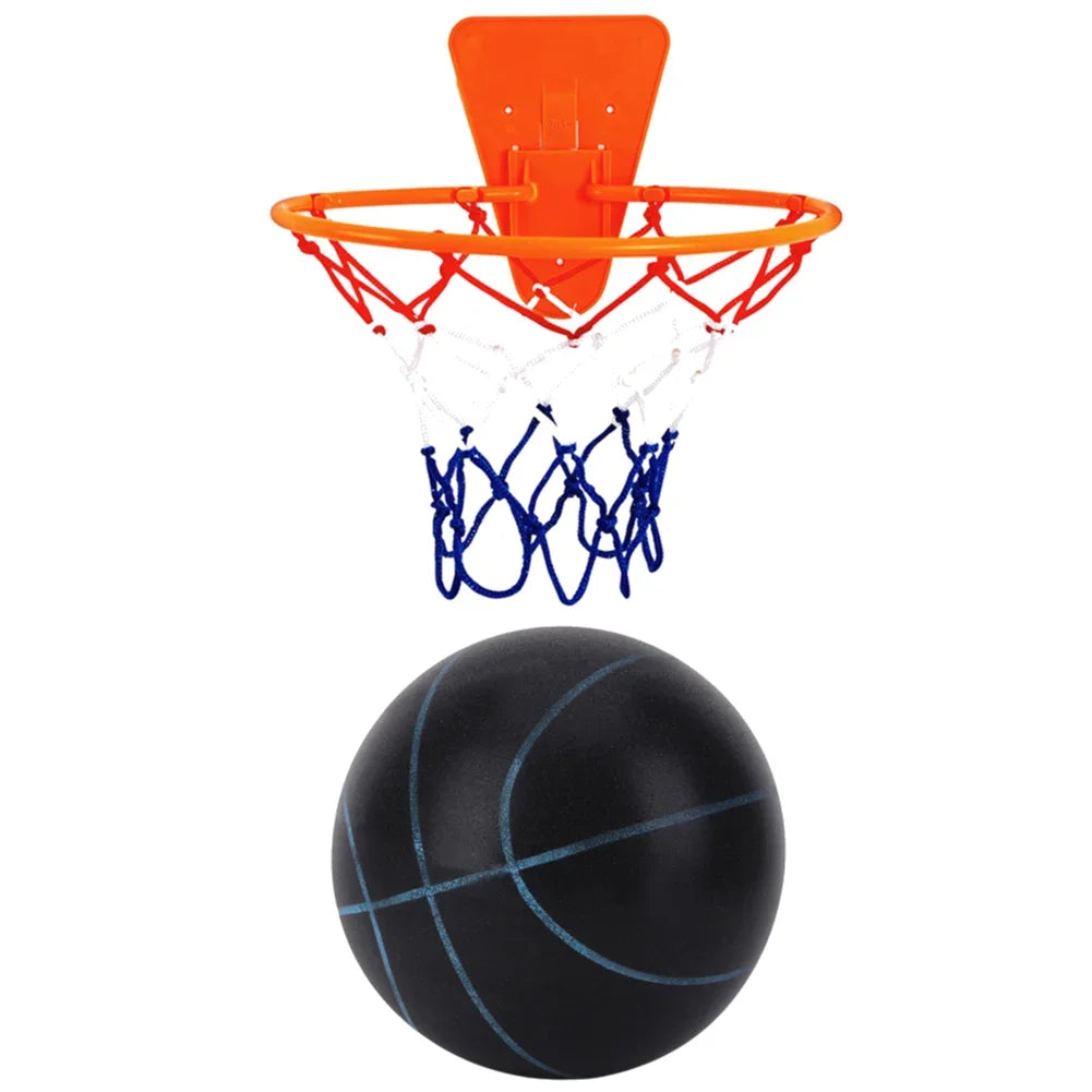 21cm Silent Grip Basketball – Size 5 (Black with Rim)
