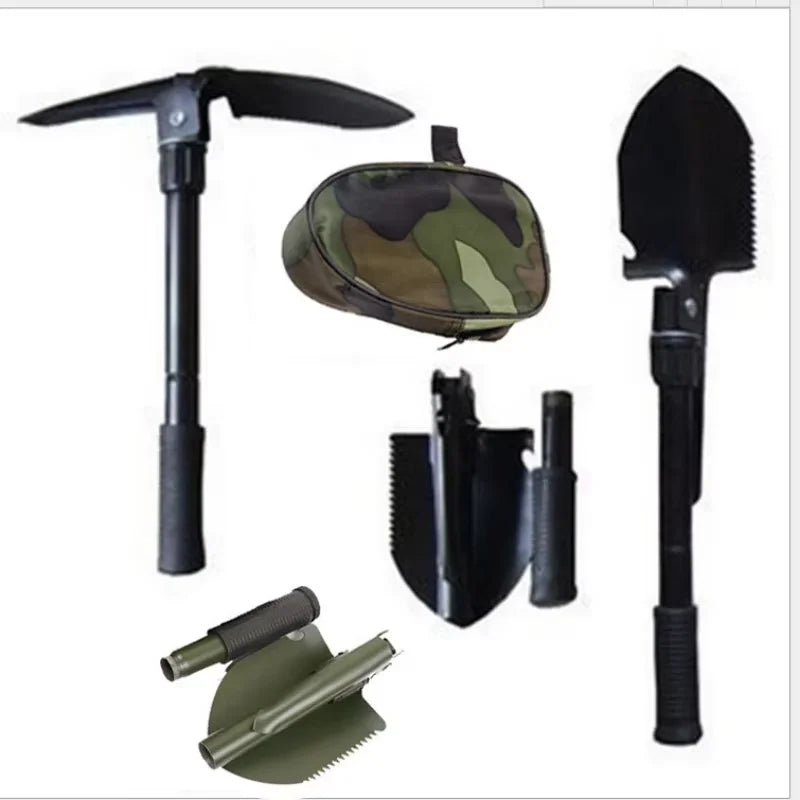 Foldable Truck-Mounted Camping Shovel with Compass