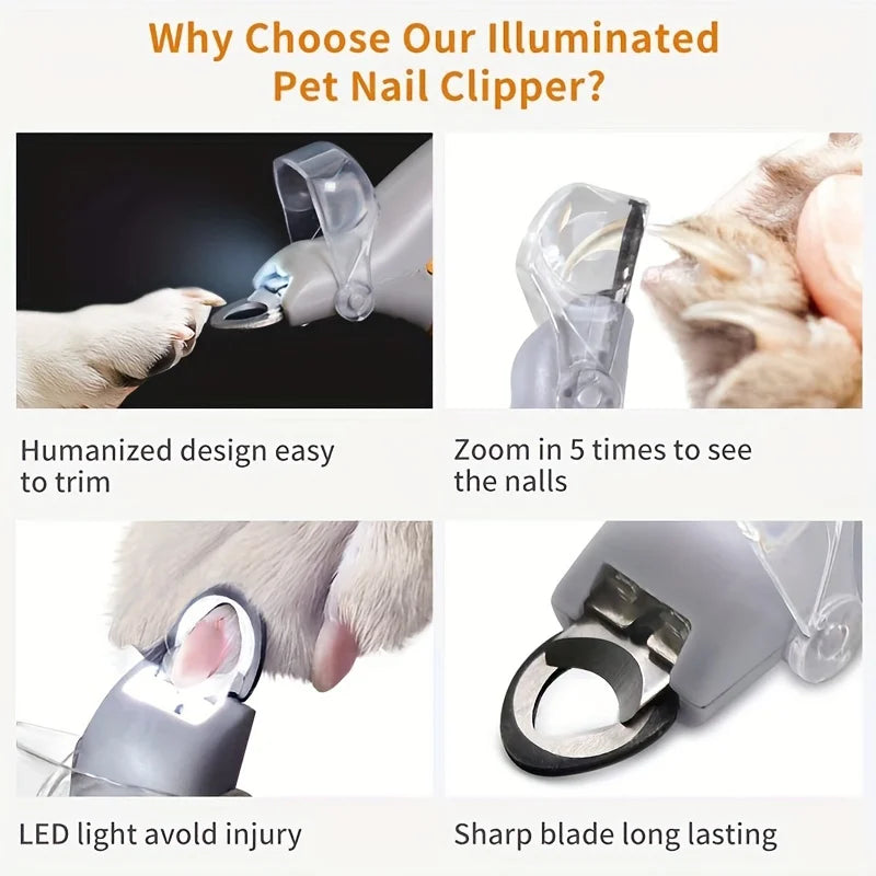 LED Pet Nail Clipper with Light for Cats & Dogs