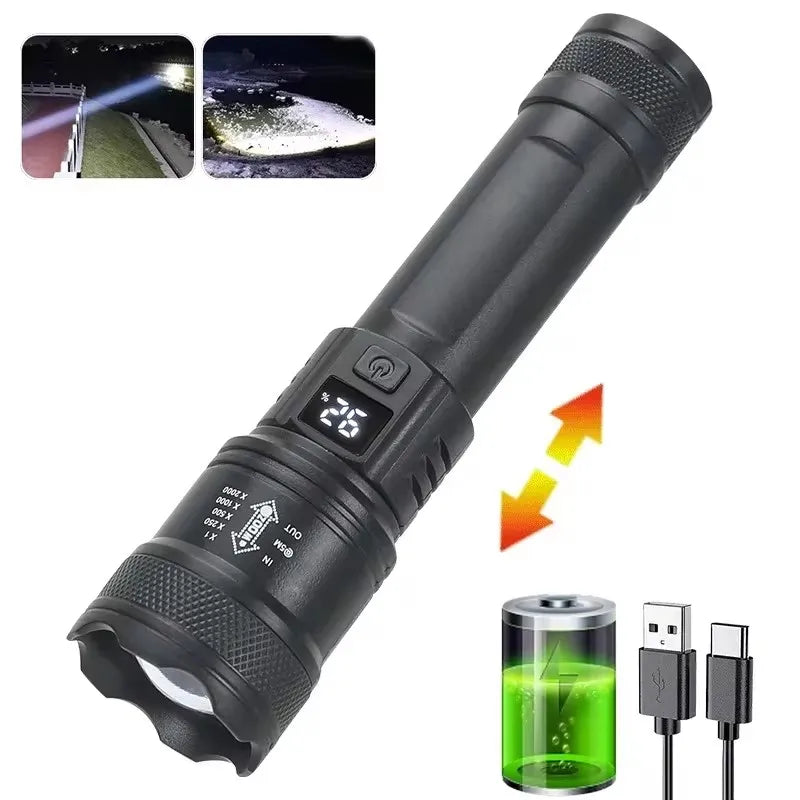 1,600,000LM USB Rechargeable LED Tactical Flashlight