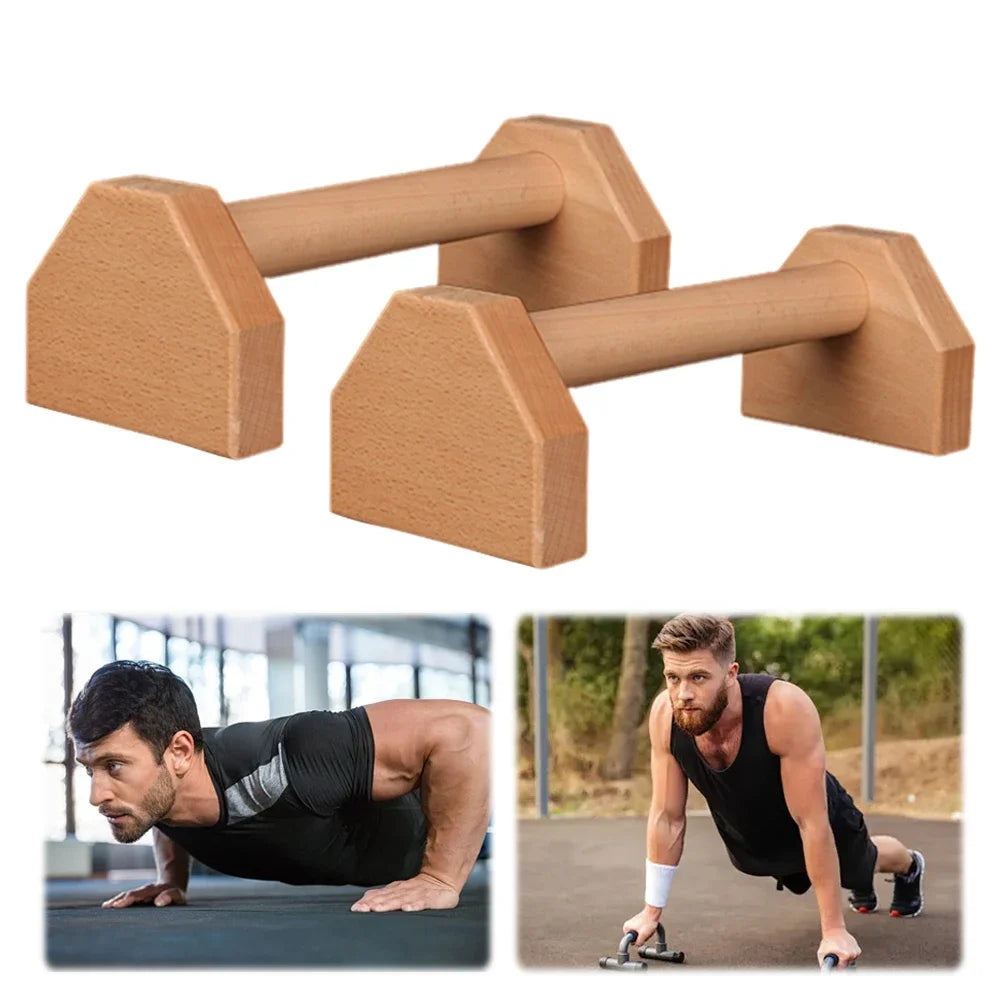 Wooden Push-Up Bars with Non-Slip Base