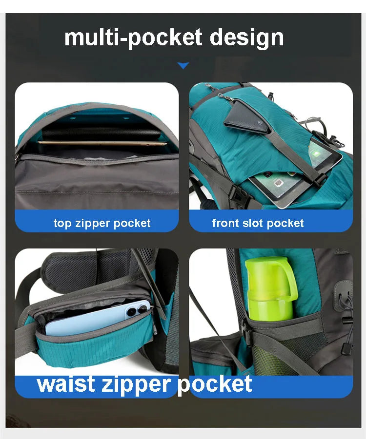 70L Hiking Camping Backpack with Rain Cover