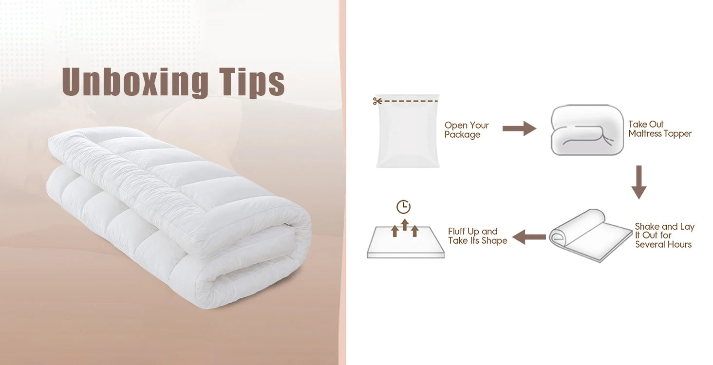 Extra Thick Cooling Mattress Topper with Down Alternative Filling