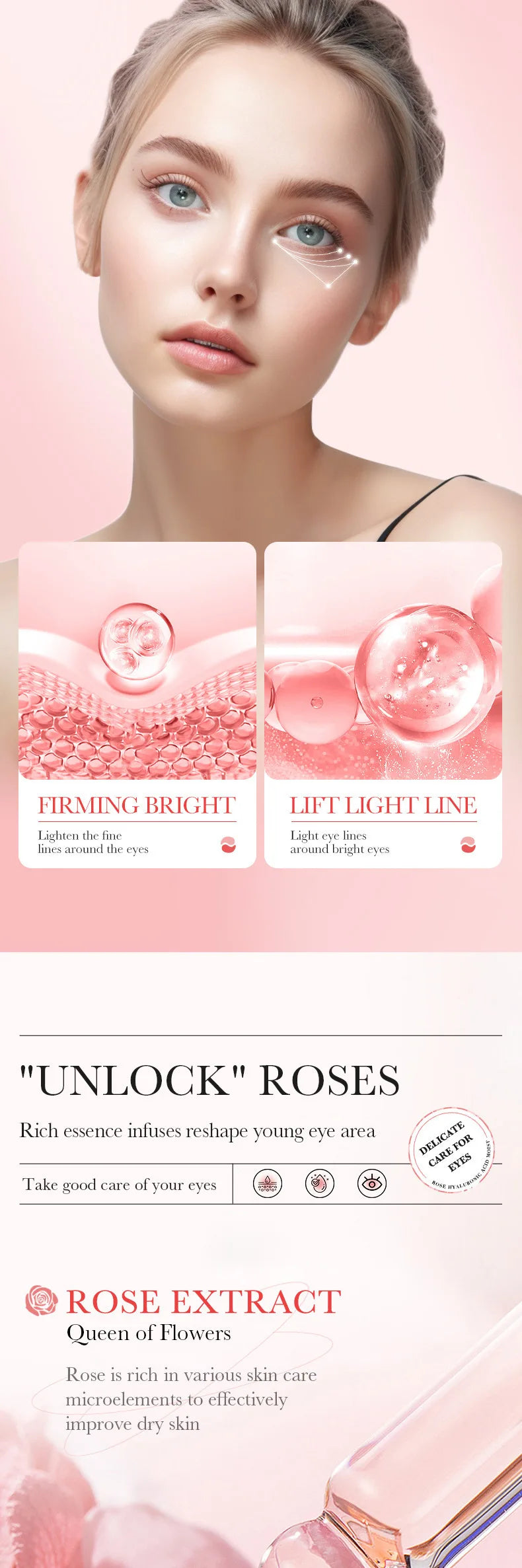 60pcs BIOAQUA Rose Hyaluronic Acid Eye Masks