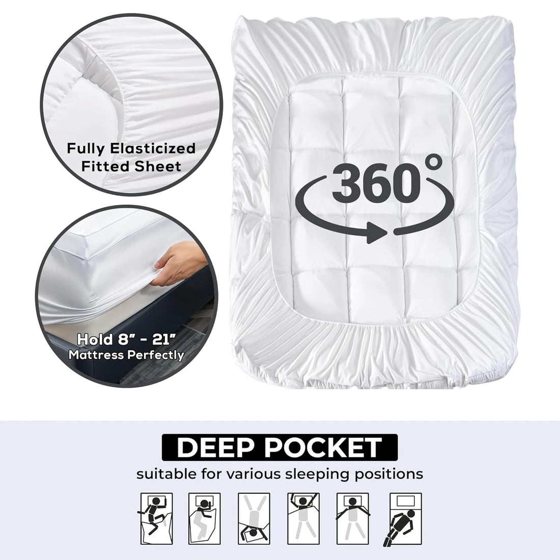Extra Thick Cooling Mattress Topper with Down Alternative Filling