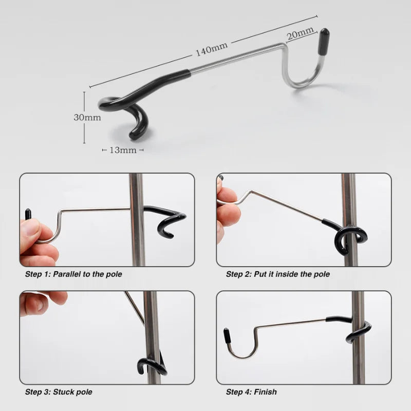 Stainless Steel Tent Pole Lamp Hanger Hook