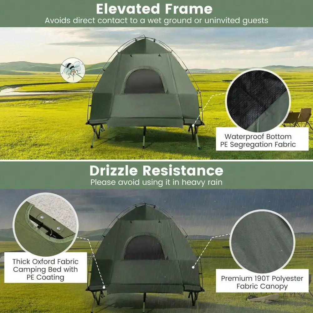 2-Person Pop-Up Tent Cot with Air Mattress & Sleeping Bag