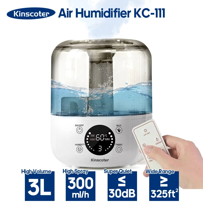 KINSCOTER 3L Air Humidifier with Remote & Timer