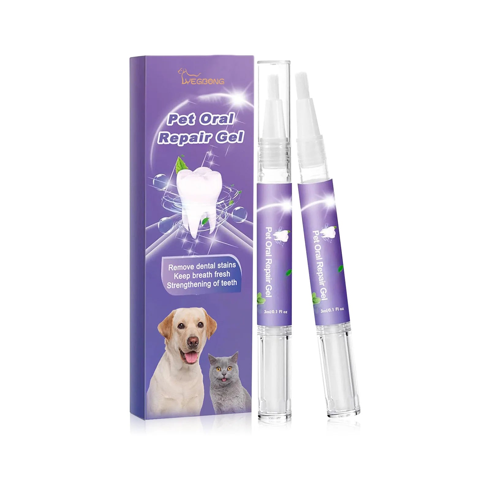 2pcs Pet Teeth Cleaning Pen with Oral Gel