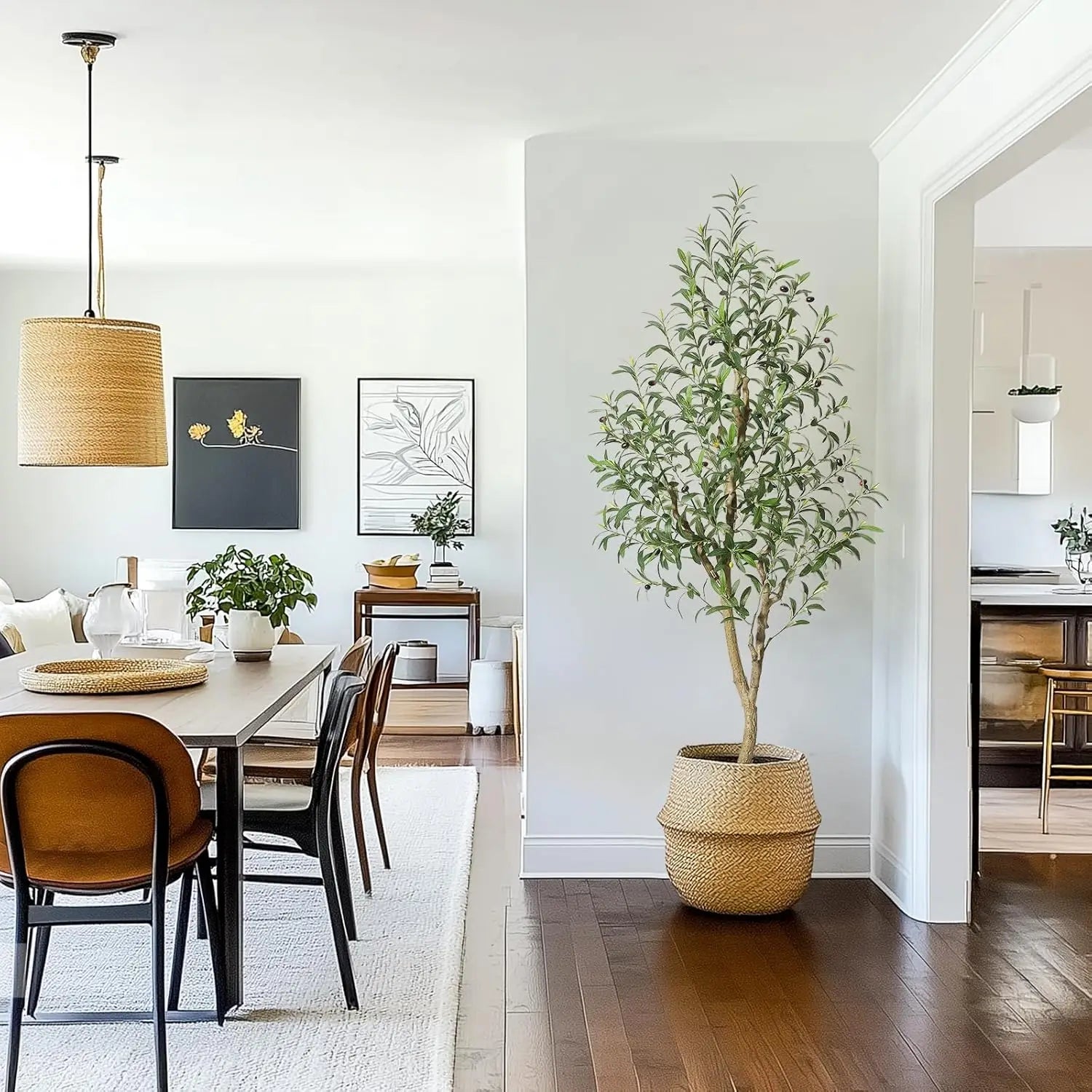 5-7ft Artificial Olive Tree with White Planter