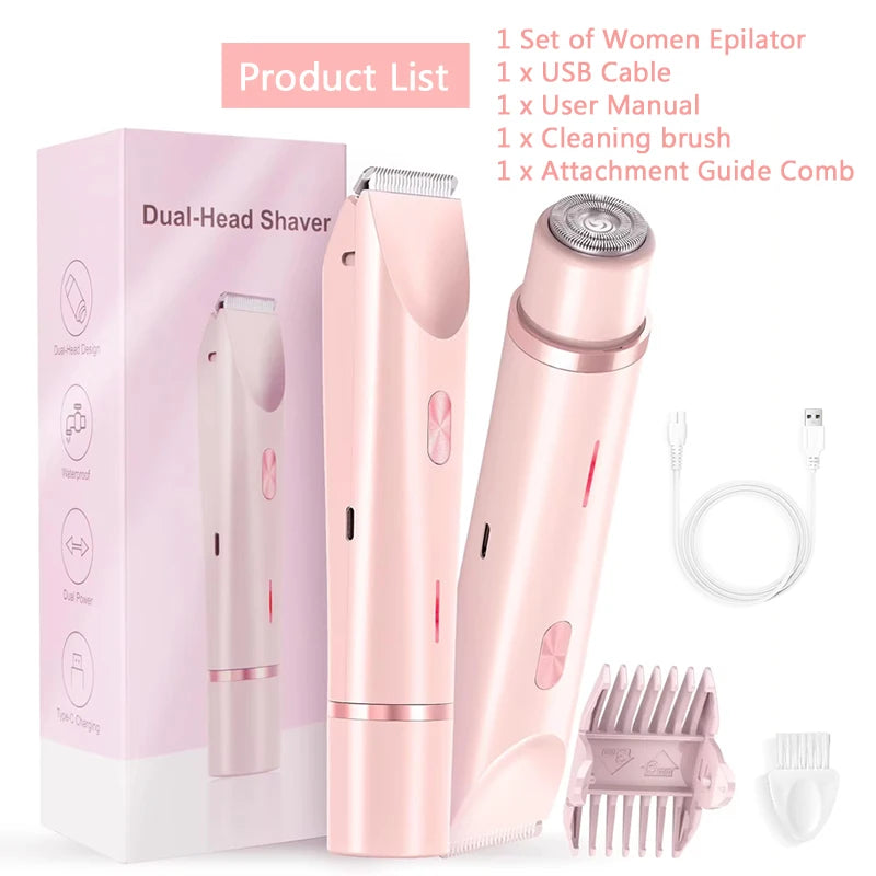 2-in-1 Electric Razor & Bikini Trimmer for Women