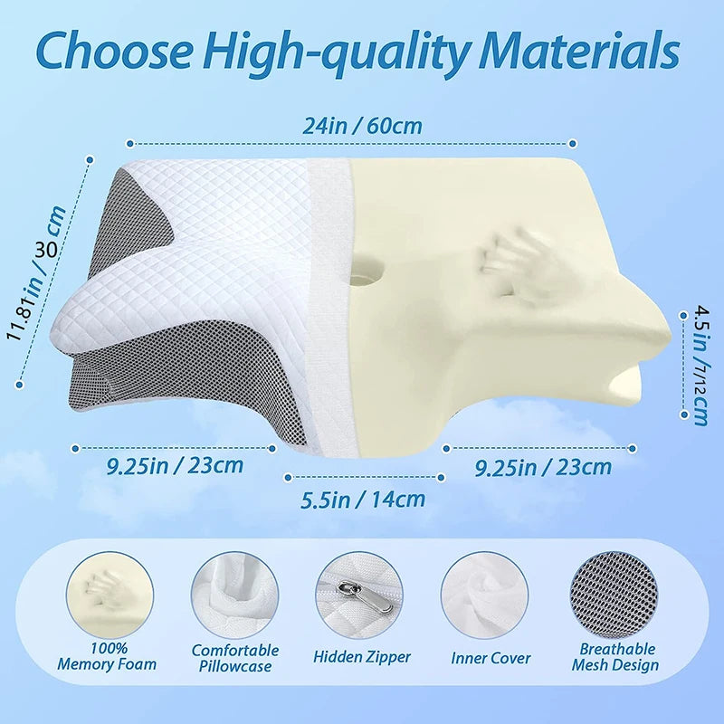 2-in-1 Memory Foam Cervical Neck Pillow