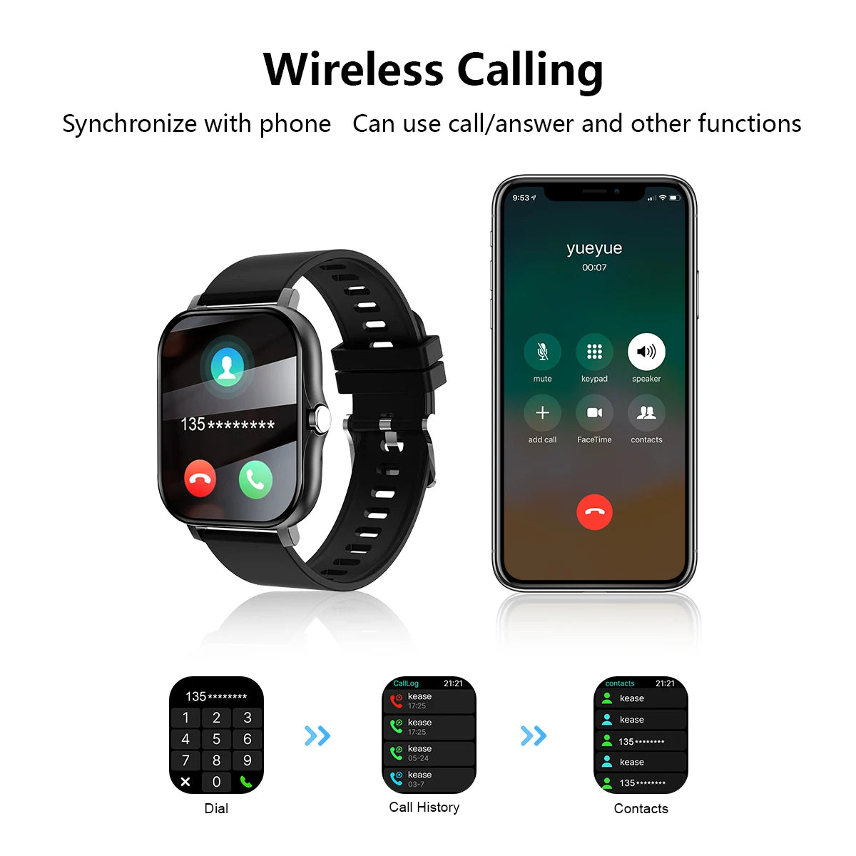 Smartwatch with Wireless Calling & Fitness Monitoring