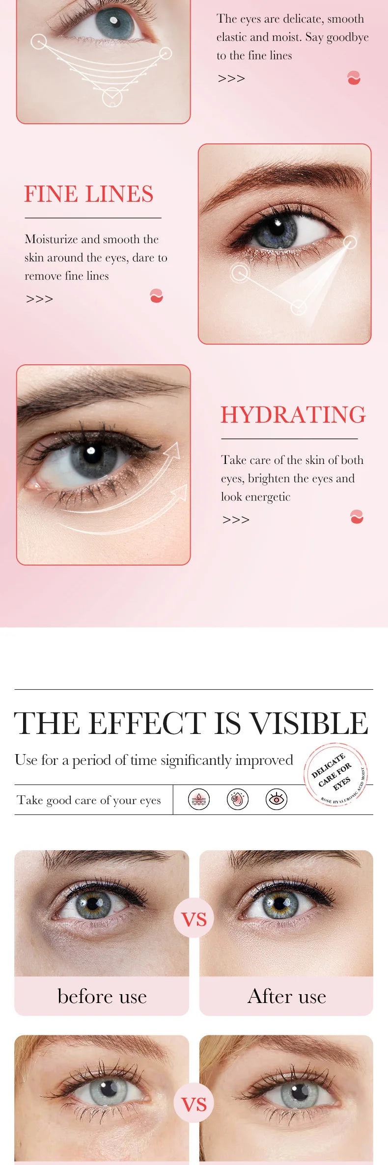 60pcs BIOAQUA Rose Hyaluronic Acid Eye Masks