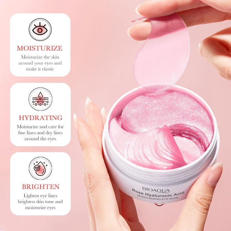 60pcs BIOAQUA Rose Hyaluronic Acid Eye Masks