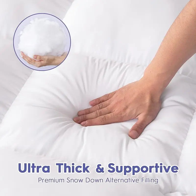 Extra Thick Cooling Mattress Topper with Down Alternative Filling