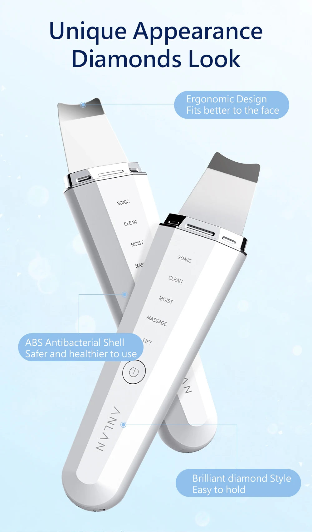 ANLAN Ultrasonic Skin Scrubber & EMS Face Lifter