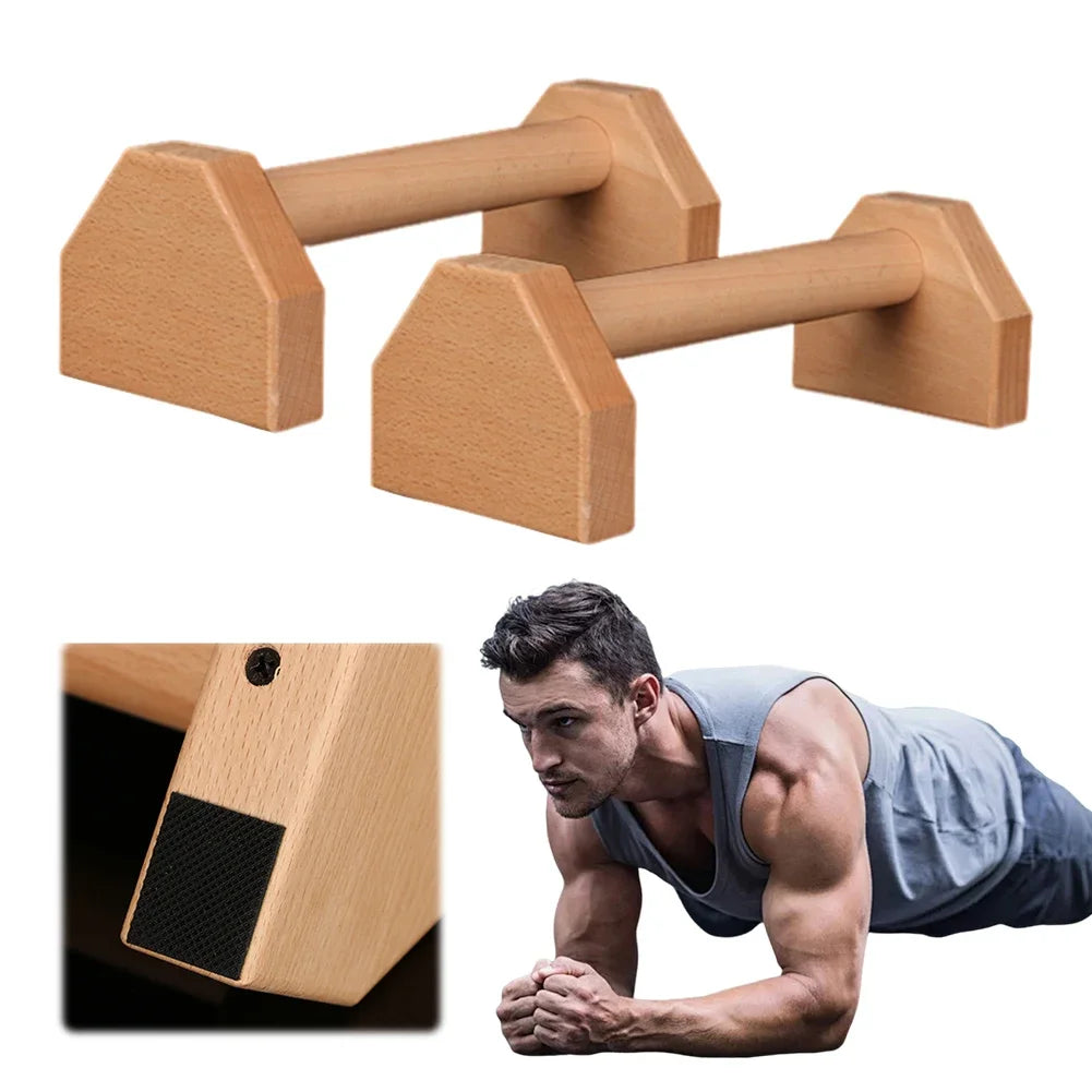 Wooden Push-Up Bars with Non-Slip Base