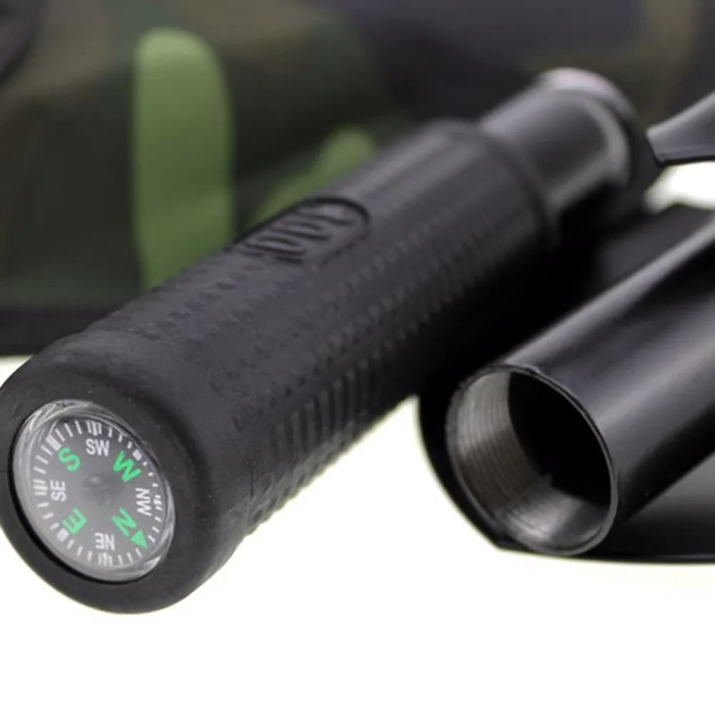 Foldable Truck-Mounted Camping Shovel with Compass