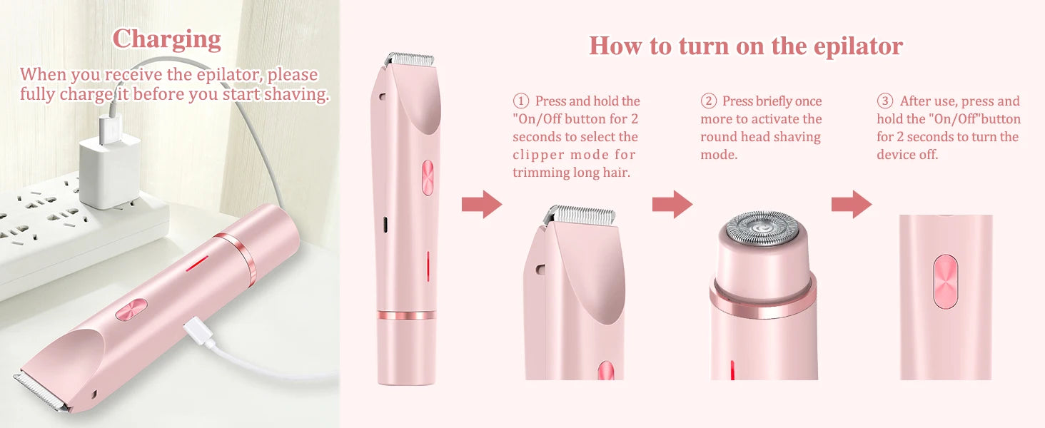2-in-1 Electric Razor & Bikini Trimmer for Women