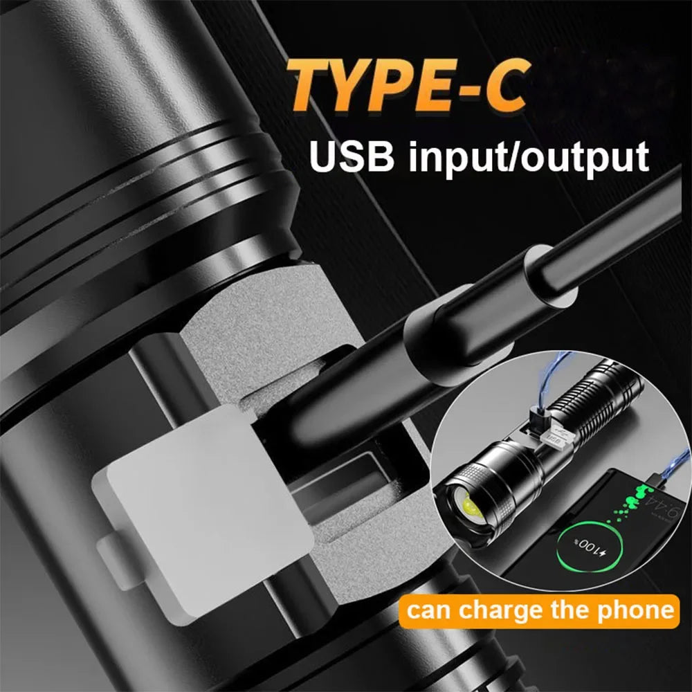 1,600,000LM USB Rechargeable LED Tactical Flashlight