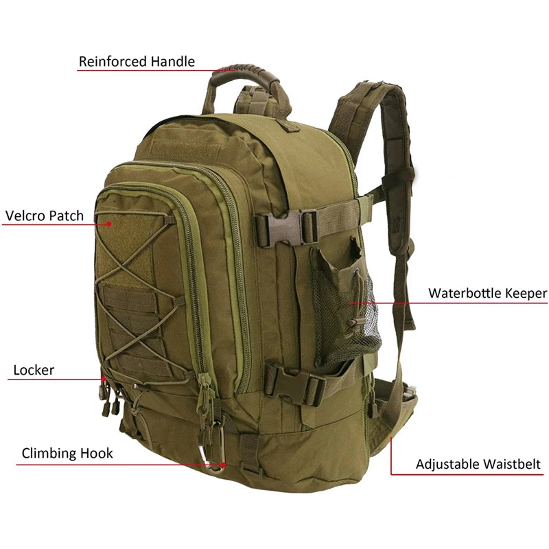 65L Tactical Hiking Backpack for Men