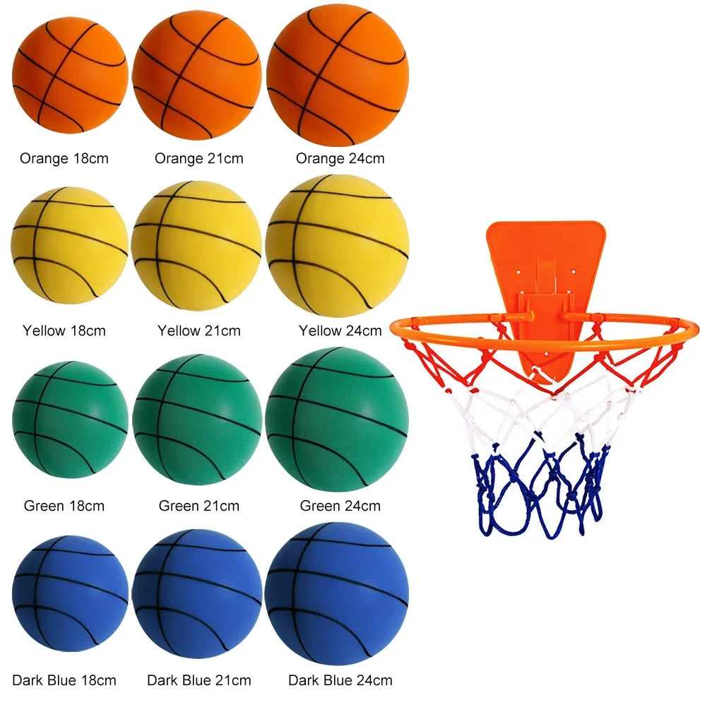 21cm Silent Grip Basketball – Size 5 (Black with Rim)