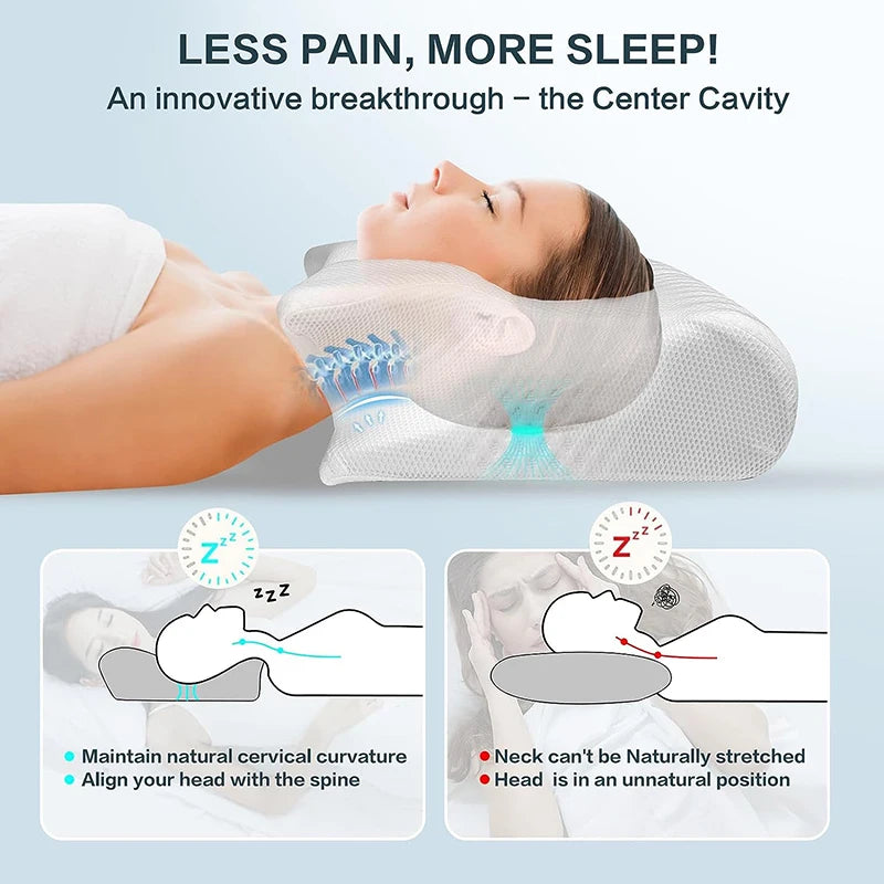 2-in-1 Memory Foam Cervical Neck Pillow