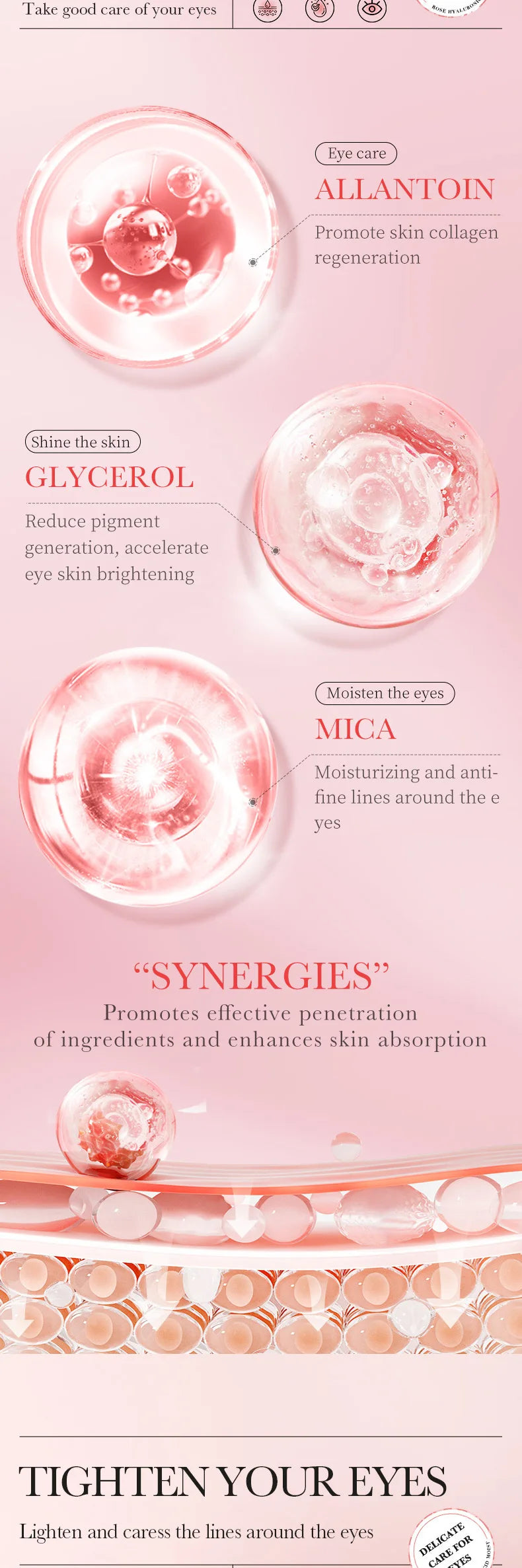 60pcs BIOAQUA Rose Hyaluronic Acid Eye Masks