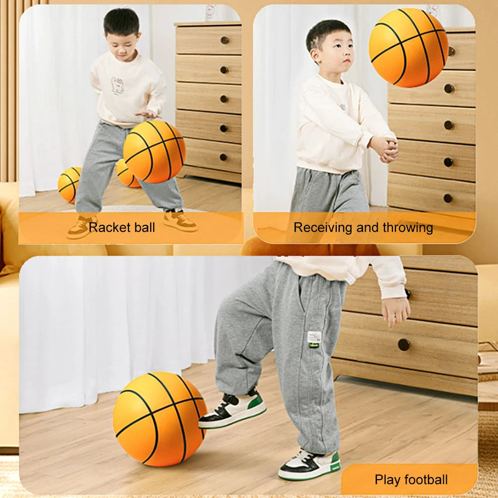 21cm Silent Grip Basketball – Size 5 (Black with Rim)