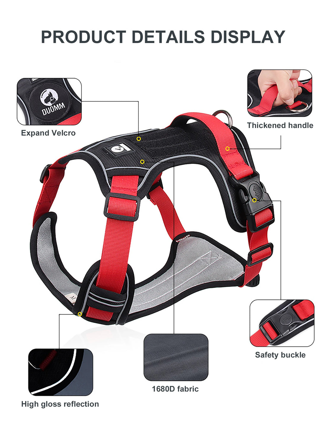 Reflective Tactical Dog Harness for Medium & Large Dogs