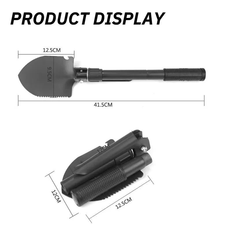 Foldable Truck-Mounted Camping Shovel with Compass
