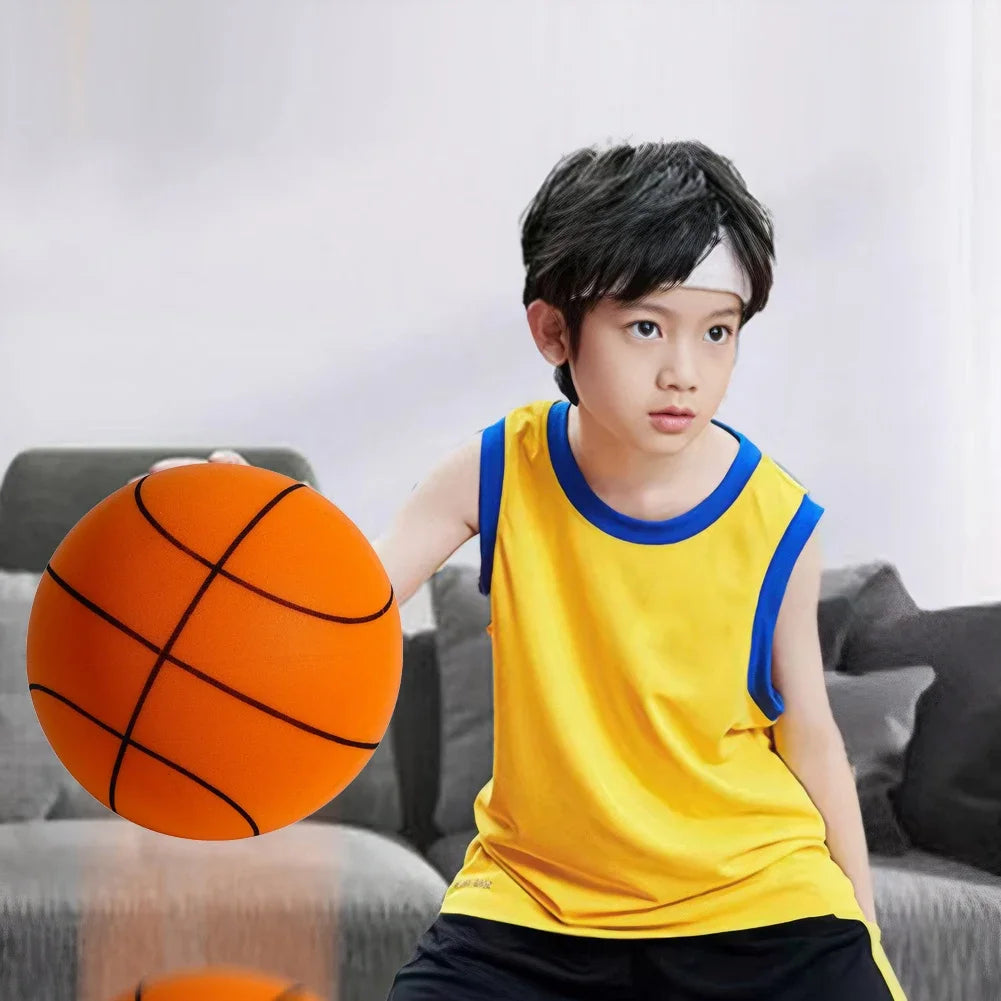 21cm Silent Grip Basketball – Size 5 (Black with Rim)