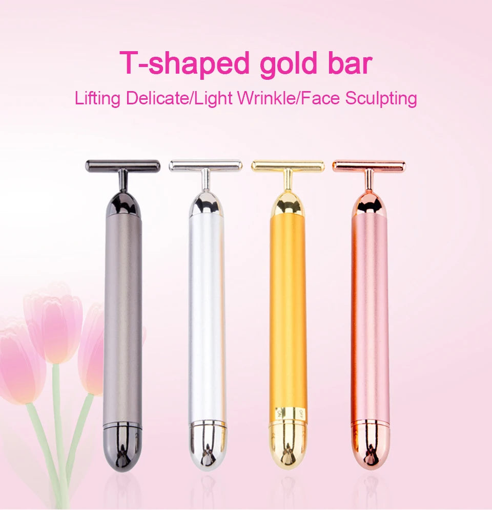 24K Gold T-Shape Vibrating Face Roller