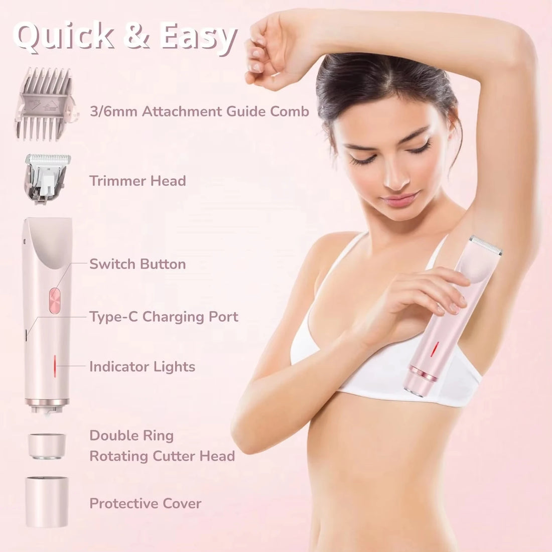 2-in-1 Electric Razor & Bikini Trimmer for Women