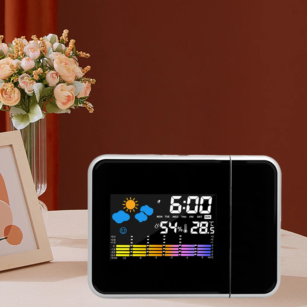Smart Digital Alarm Clock with LED Projector & Night Backlight