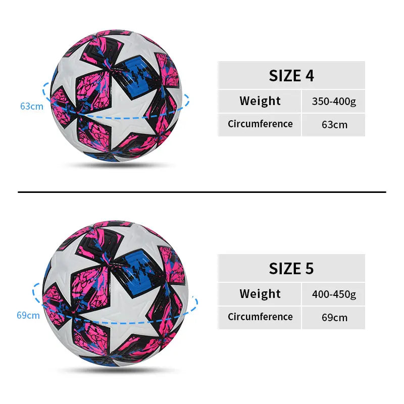 Size 4/5 PU Seamless Soccer Ball – Match & Training