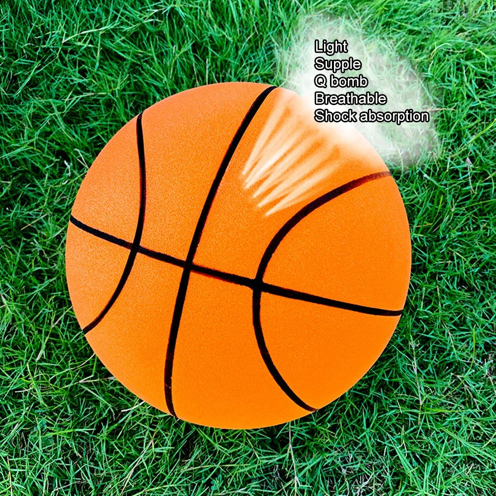 21cm Silent Grip Basketball – Size 5 (Black with Rim)