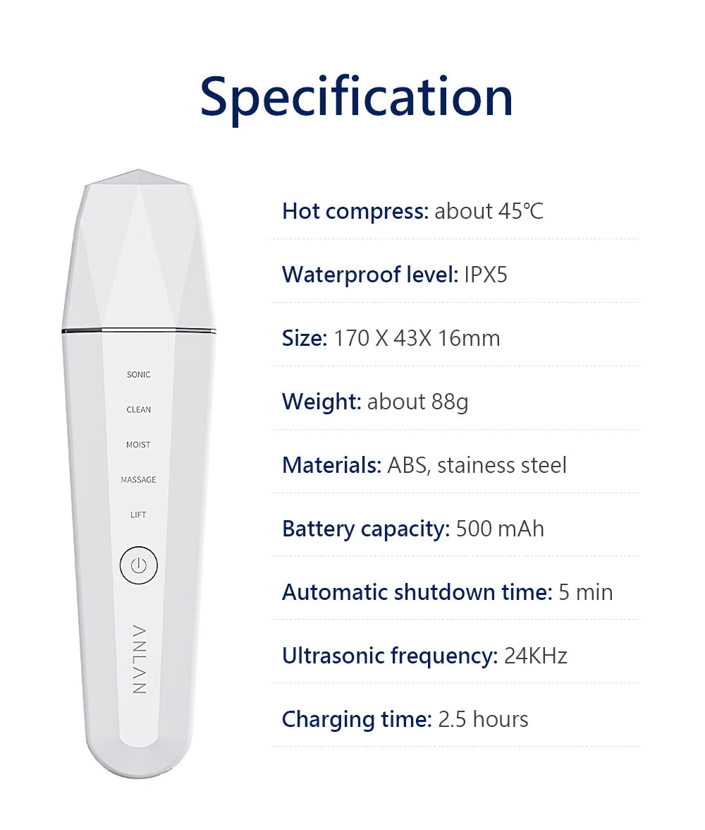 ANLAN Ultrasonic Skin Scrubber & EMS Face Lifter
