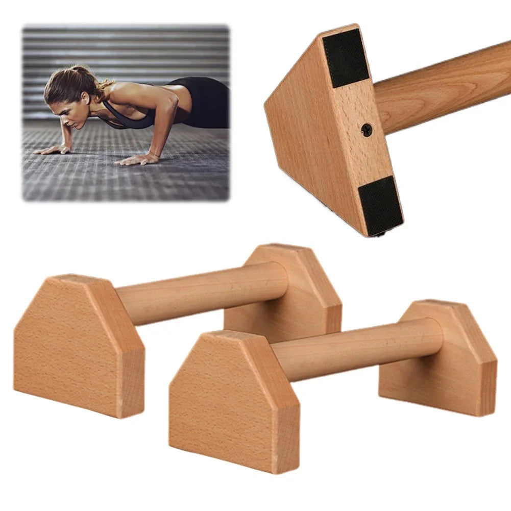 Wooden Push-Up Bars with Non-Slip Base