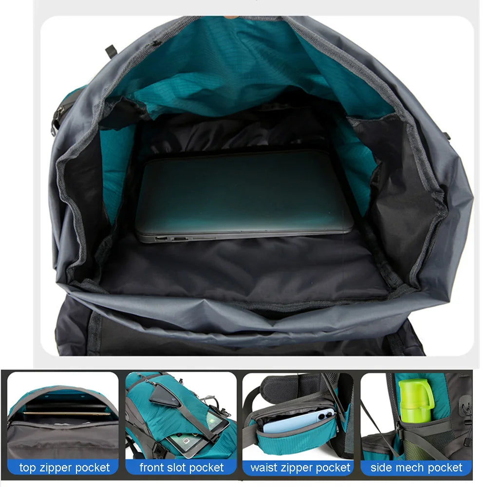 70L Hiking Camping Backpack with Rain Cover
