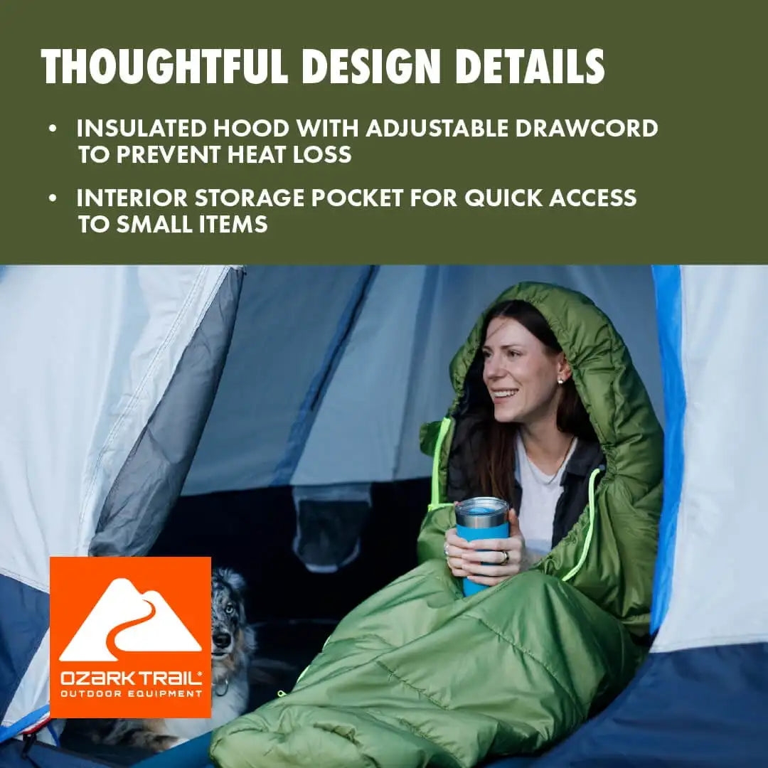 Ozark Trail 50°F Compact Mummy Sleeping Bag – Green