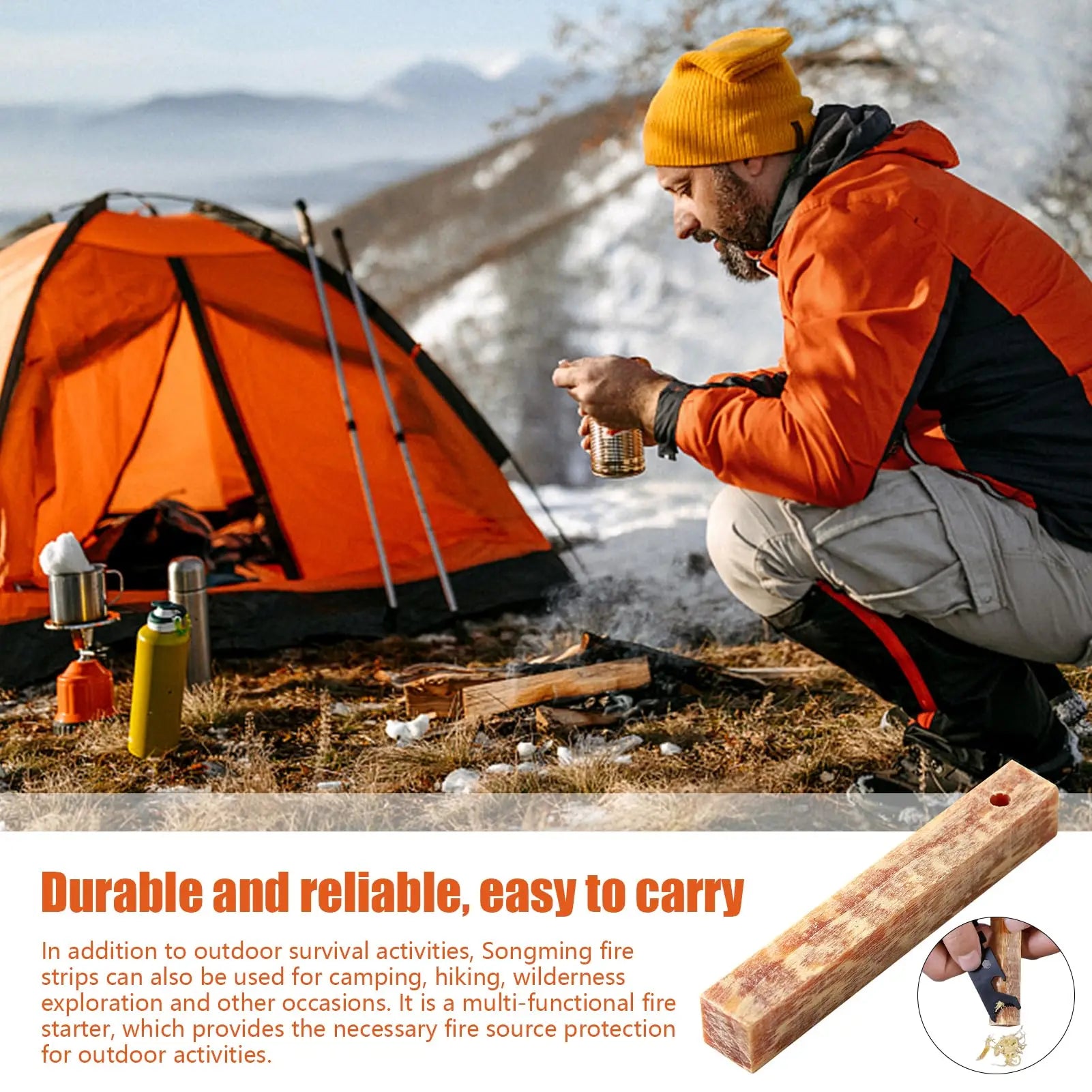 Rafford 2Pcs Natural Pine Wood Fire Starter Matches