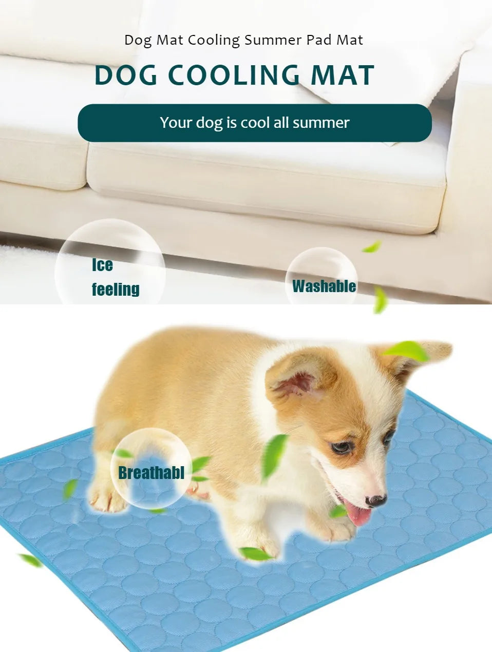 Extra Large Dog Cooling Mat – Summer Pet Ice Pad for Dogs & Cats