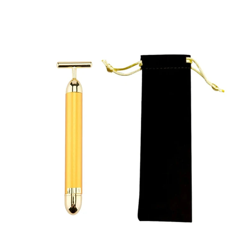 24K Gold T-Shape Vibrating Face Roller