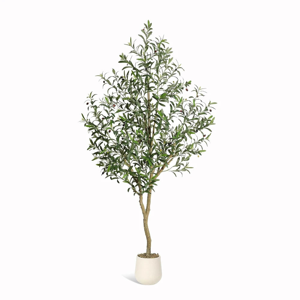 5-7ft Artificial Olive Tree with White Planter